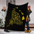 Hawaiian Map Manta Ray Yellow Polynesian Premium Blankets - AH - Polynesian Pride