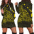 Hawaiian Map Manta Ray Yellow Polynesian Hoodie Dress - AH Black - Polynesian Pride