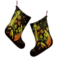 Hawaiian Map Palm Trees Fish Hook Polynesian Christmas Stocking Colorful Yellow - AH - Polynesian Pride