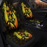 Hawaiian Map Palm Trees Fish Hook Polynesian Car Seat Covers Colorful Yellow - AH - Polynesian Pride
