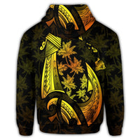 Hawaiian Map Palm Trees Fish Hook Polynesian Zip Hoodie Colorful Yellow - Polynesian Pride
