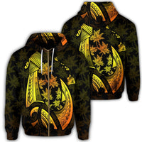 Hawaiian Map Palm Trees Fish Hook Polynesian Zip Hoodie Colorful Yellow Unisex Art - Polynesian Pride
