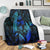 Hawaiian Map Palm Trees Fish Hook Polynesian Quilt Premium Blankets Colorful Blue - AH - Polynesian Pride