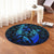Hawaiian Map Palm Trees Fish Hook Polynesian Quilt Round Carpet Colorful Blue - AH - Polynesian Pride
