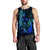 Hawaiian Map Palm Trees Fish Hook Polynesian Quilt Tank Top Colorful Blue - AH Black - Polynesian Pride