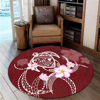 Hawaiian Map Plumeria Turtle Swim Polynesian Round Carpet - AH - Polynesian Pride