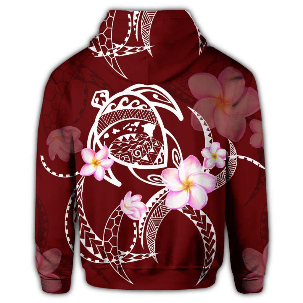 Hawaiian Map Plumeria Turtle Swim Polynesian Zip Hoodie - Polynesian Pride