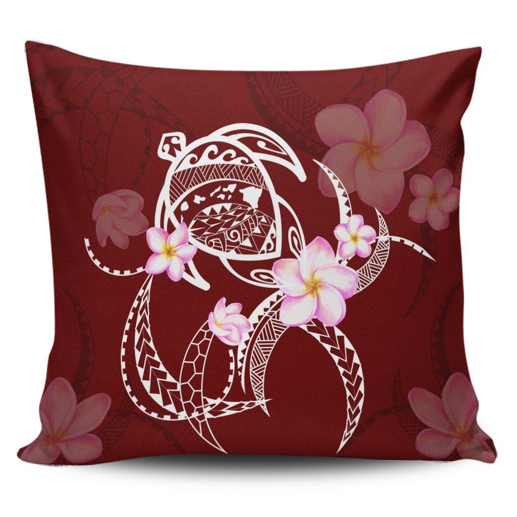 Hawaiian Map Plumeria Turtle Swim Polynesian Pillow Covers - AH Pillow Covers Black - Polynesian Pride