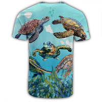 Hawaiian Map Sea Turtles Ocean Polynesian T Shirt - Polynesian Pride