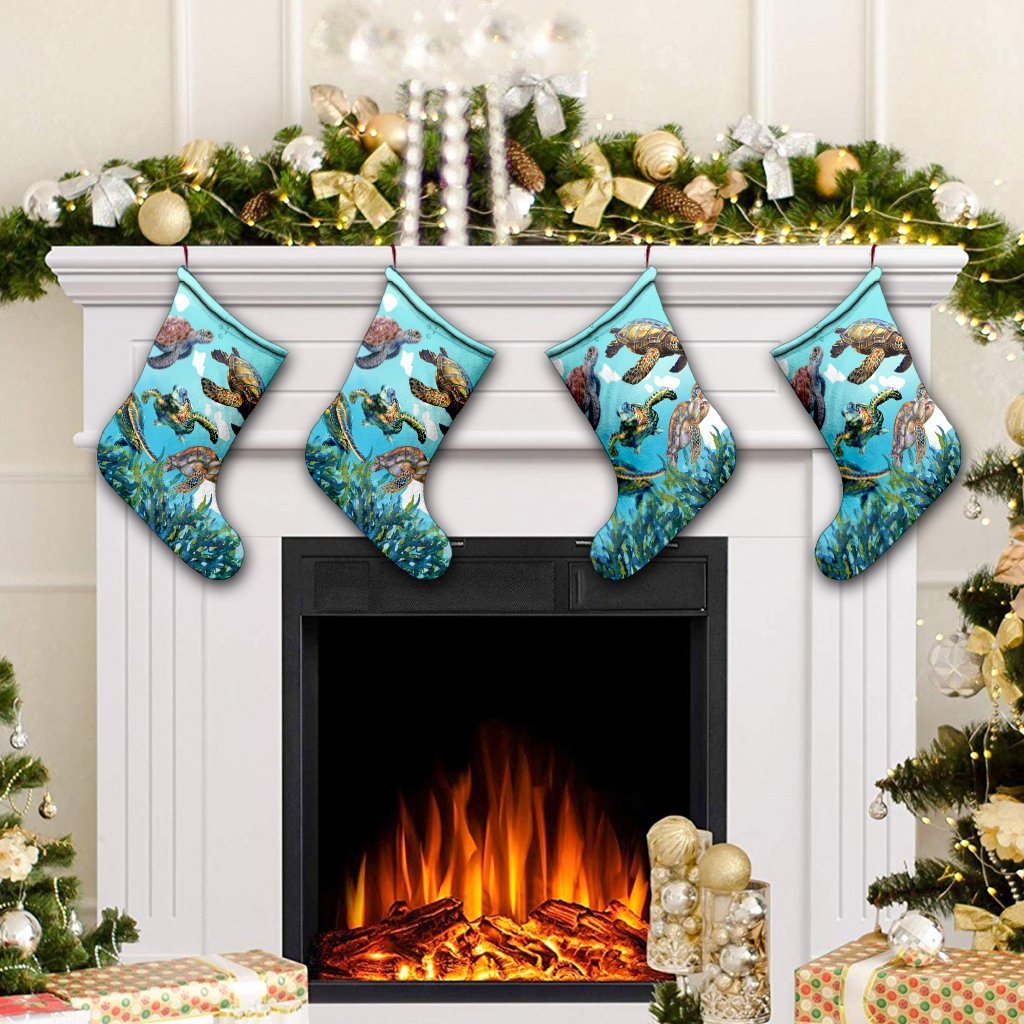Hawaiian Map Sea Turtles Ocean Polynesian Christmas Stocking - AH - Polynesian Pride