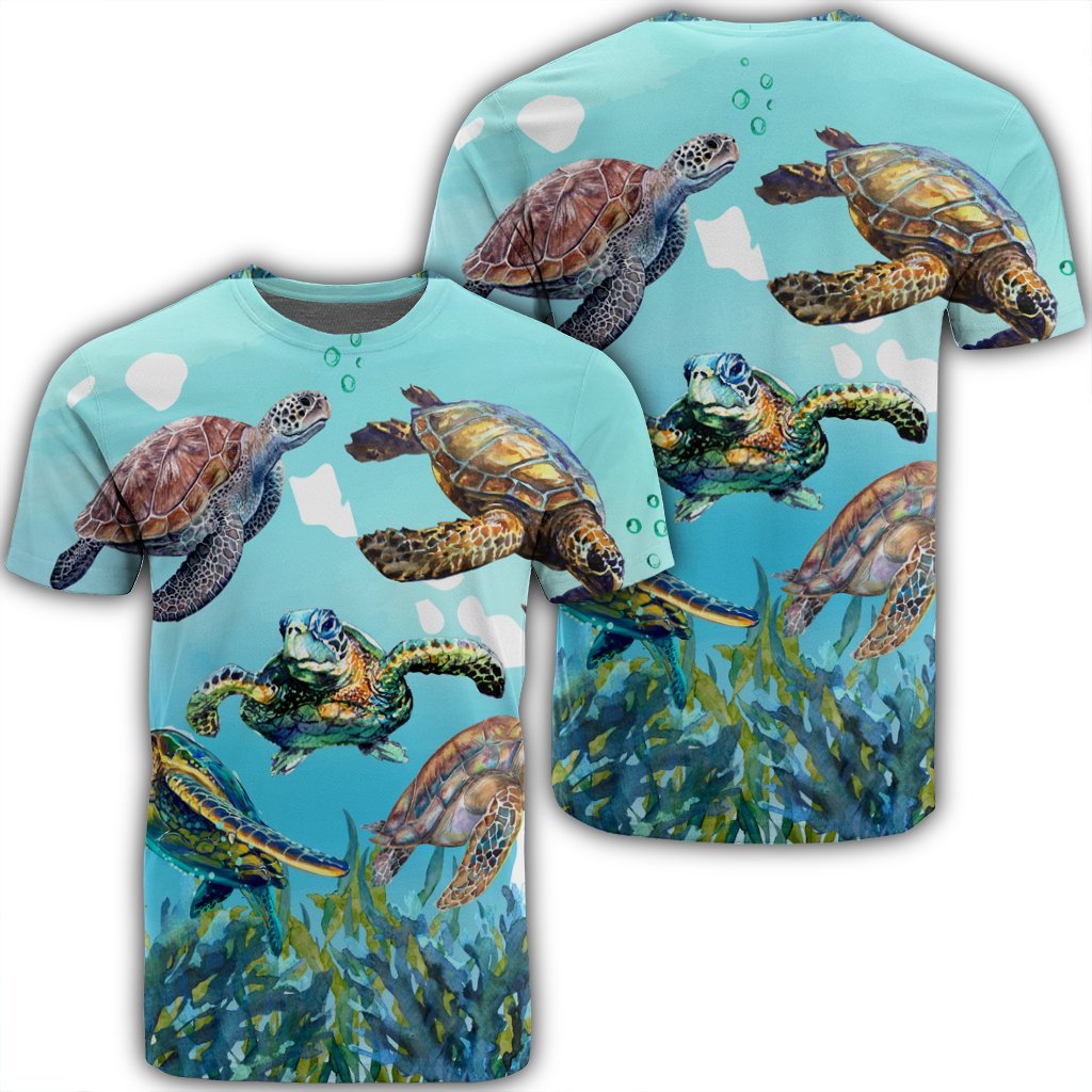 Hawaiian Map Sea Turtles Ocean Polynesian T Shirt Unisex Black - Polynesian Pride