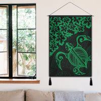 Hawaiian Map Turtle Hibiscus Kanaka Polynesian Hanging Poster - Green - AH - Polynesian Pride
