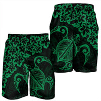 Hawaiian Map Turtle Hibiscus Kanaka Polynesian Men's Shorts - Green - AH - Polynesian Pride