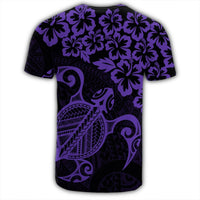 Hawaiian Map Turtle Hibiscus Kanaka Polynesian T Shirt Purple - Polynesian Pride