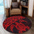 Hawaiian Map Turtle Hibiscus Kanaka Polynesian Round Carpet - Red - AH - Polynesian Pride