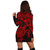 Hawaiian Map Turtle Hibiscus Kanaka Polynesian Hoodie Dress - Red - AH - Polynesian Pride