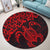 Hawaiian Map Turtle Hibiscus Kanaka Polynesian Round Carpet - Red - AH - Polynesian Pride