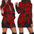 Hawaiian Map Turtle Hibiscus Kanaka Polynesian Hoodie Dress - Red - AH Black - Polynesian Pride