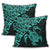 Hawaiian Map Turtle Hibiscus Kanaka Polynesian Pillow Covers - Turquoise - AH - Polynesian Pride