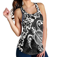 Hawaiian Map Turtle Hibiscus Kanaka Polynesian Racerback Tank - White - AH - Polynesian Pride
