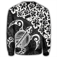 Hawaiian Map Turtle Hibiscus Kanaka Polynesian Sweatshirt - White - AH - Polynesian Pride