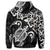 Hawaiian Map Turtle Hibiscus Kanaka Polynesian Zip Hoodie White - Polynesian Pride