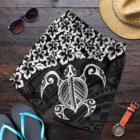 Hawaiian Map Turtle Hibiscus Kanaka Polynesian Men's Shorts - White - AH Art - Polynesian Pride