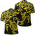 Hawaiian Map Turtle Hibiscus Kanaka Polynesian Polo Shirt Yellow Unisex Black - Polynesian Pride