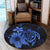 Hawaiian Map Turtle Hibiscus Plumeria Polynesian Round Carpet - Blue - AH - Polynesian Pride