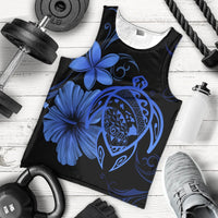 Hawaiian Map Turtle Hibiscus Plumeria Polynesian Tank Top - Blue - AH - Polynesian Pride