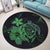 Hawaiian Map Turtle Hibiscus Plumeria Polynesian Round Carpet - Green - AH - Polynesian Pride