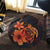 Hawaiian Map Turtle Hibiscus Plumeria Polynesian Round Carpet - Orange - AH - Polynesian Pride