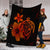 Hawaiian Map Turtle Hibiscus Plumeria Polynesian Premium Blankets - Orange - AH - Polynesian Pride