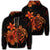Hawaiian Map Turtle Hibiscus Plumeria Polynesian Zip Hoodie Orange Unisex Art - Polynesian Pride