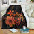 Hawaiian Map Turtle Hibiscus Plumeria Polynesian Premium Blankets - Orange - AH White - Polynesian Pride