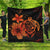 Hawaiian Map Turtle Hibiscus Plumeria Polynesian Premium Quilts - Orange - AH Black - Polynesian Pride