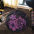 Hawaiian Map Turtle Hibiscus Plumeria Polynesian Round Carpet - Pink - AH - Polynesian Pride