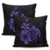 Hawaiian Map Turtle Hibiscus Plumeria Polynesian Pillow Covers - Purple - AH - Polynesian Pride