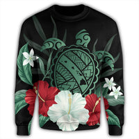 Hawaiian Map Turtle Hibiscus Polynesian Sweatshirt - AH - Polynesian Pride