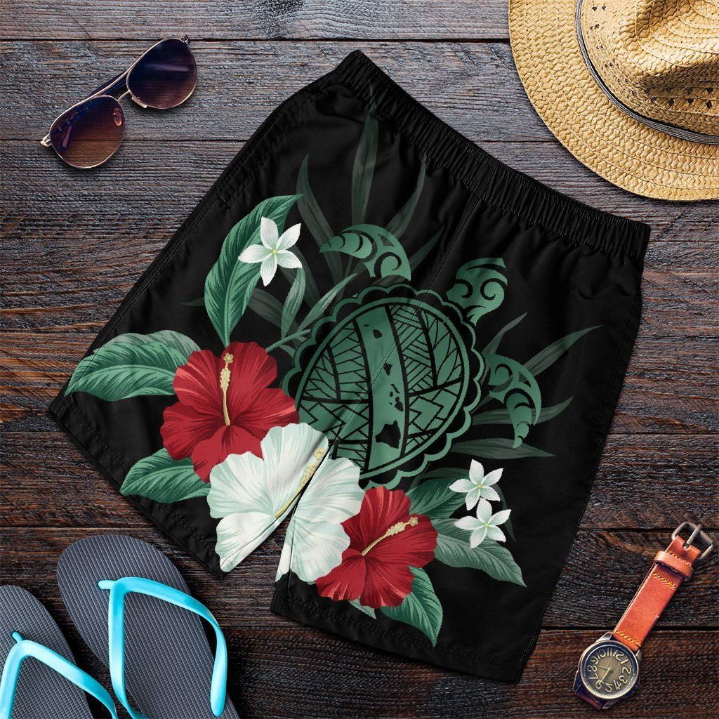 Hawaiian Map Turtle Hibiscus Polynesian Men's Shorts - AH Art - Polynesian Pride