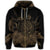 Hawaiian Map Turtle Hibiscus Polynesian Zip Hoodie Gold - Polynesian Pride