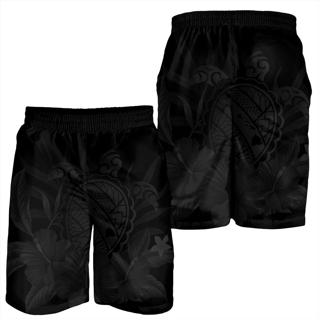 Hawaiian Map Turtle Hibiscus Polynesian Men's Shorts - Gray - AH - Polynesian Pride