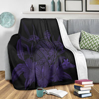 Hawaiian Map Turtle Hibiscus Polynesian Premium Blankets - Purple - AH - Polynesian Pride
