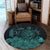 Hawaiian Map Turtle Hibiscus Polynesian Round Carpet - Turquoise - AH - Polynesian Pride