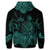 Hawaiian Map Turtle Hibiscus Polynesian Zip Hoodie Turquoise - Polynesian Pride