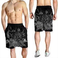 Hawaiian Map Turtle Hibiscus Polynesian Men's Shorts - White - AH - Polynesian Pride