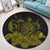 Hawaiian Map Turtle Hibiscus Polynesian Round Carpet - Yellow - AH - Polynesian Pride