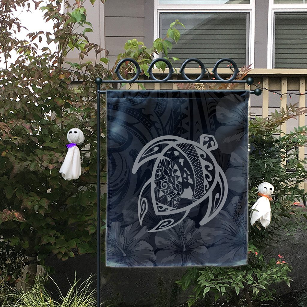 Hawaiian Map Turtle Kanaka Hibiscus Polynesian Flag - Gray - AH - Polynesian Pride