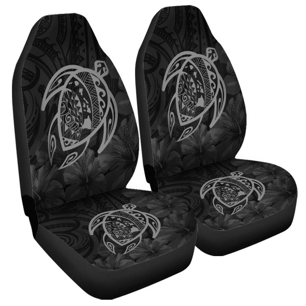 Hawaiian Map Turtle Kanaka Hibiscus Polynesian Car Seat Covers - Gray - AH Universal Fit Black - Polynesian Pride