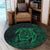 Hawaiian Map Turtle Kanaka Hibiscus Polynesian Round Carpet - Green - AH - Polynesian Pride